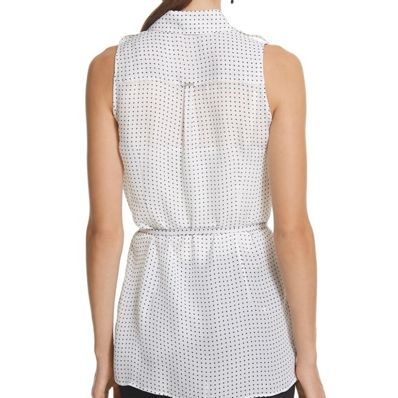 WBHM White & Black Polka Dot Blouse w/ Tie, Silk - Picture 3 of 7